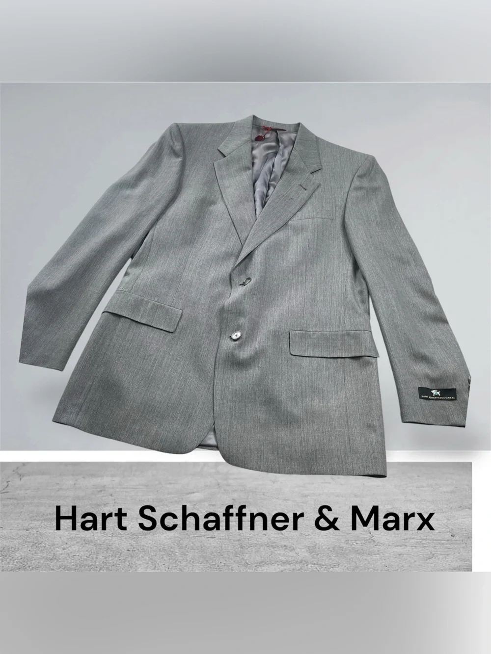 Hart Schaffner Marx Gray/Black Two-Button Sport Coat Size 42 L Business